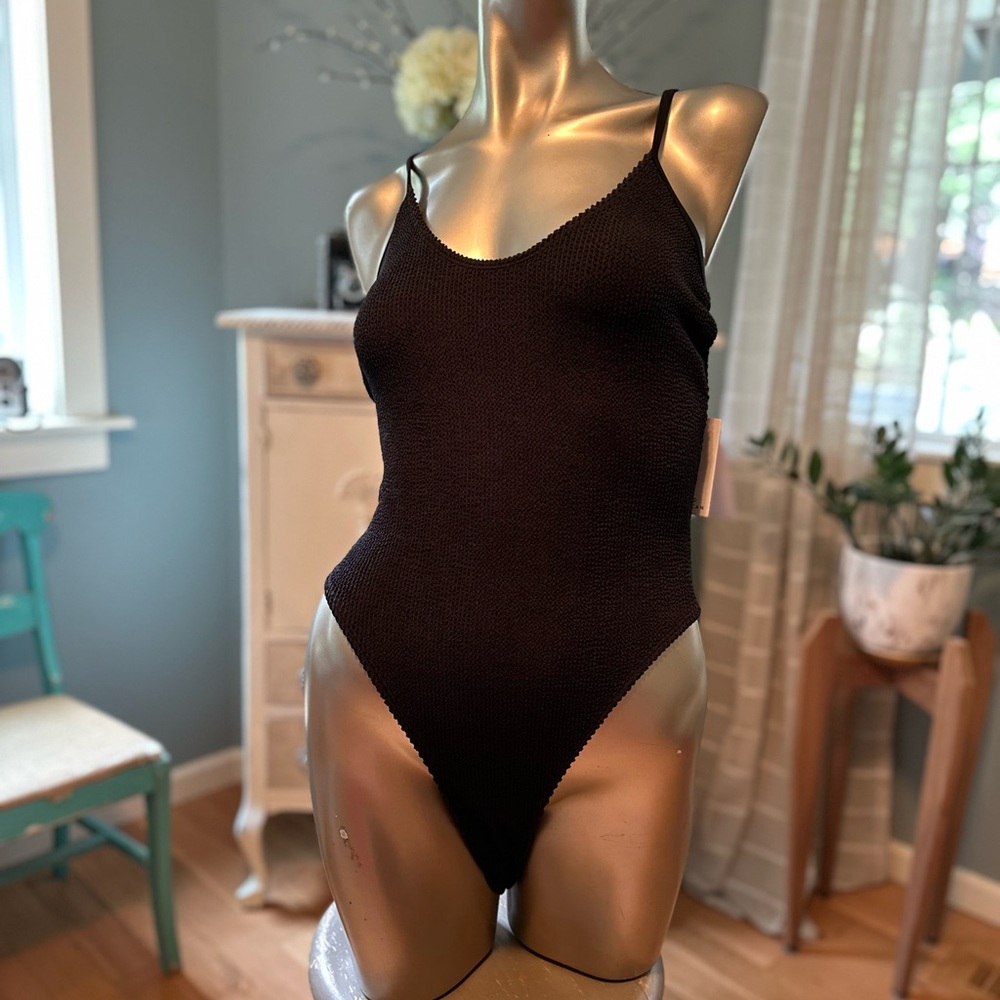 NWT- Good American Black Ribbed Bathing Suit - S/M 🌊